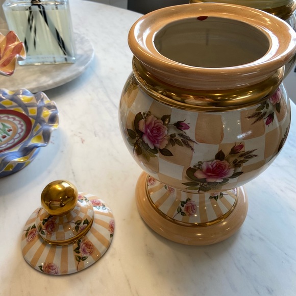 Mackenzie Childs Morning Glory Globe Orange Canister with Lid RARE!!! - Picture 2 of 5